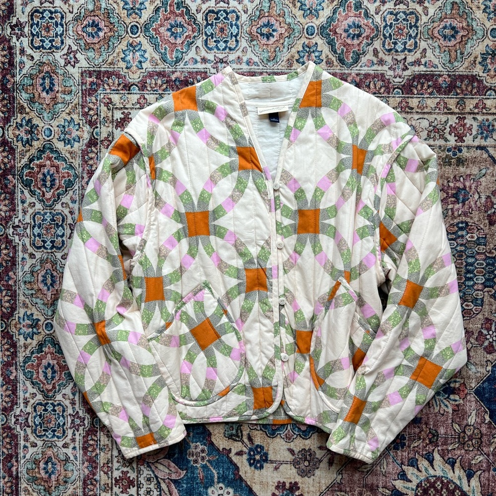 Universal Thread quilted colorful button lightweight Bomber Jacket, large - Picture 2 of 5